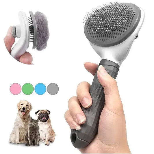 Self-Cleaning Pet Grooming Brush – Dog and Cat Hair Remover and Dematting Comb